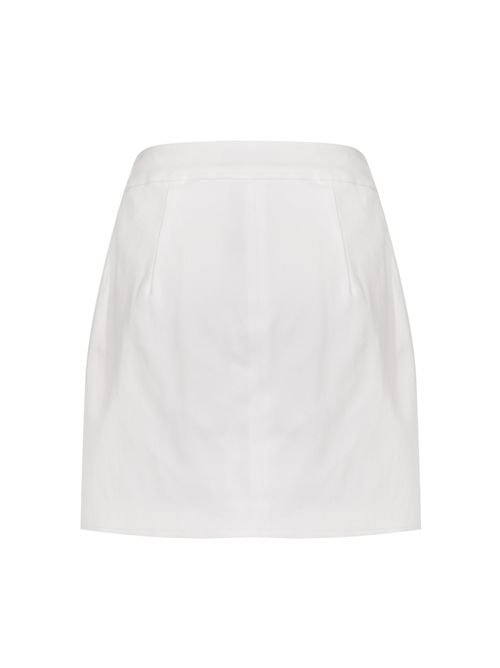 Minigonna in gabardina di cotone con bottoni gioiello Avorio Elisabetta Franchi | GO14161E2360